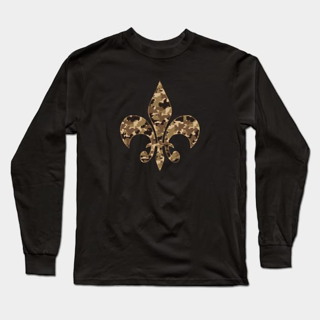 Digital CAMO Fleur Del Lis NOLA New Orleans Long Sleeve T-Shirt by TeeCreations